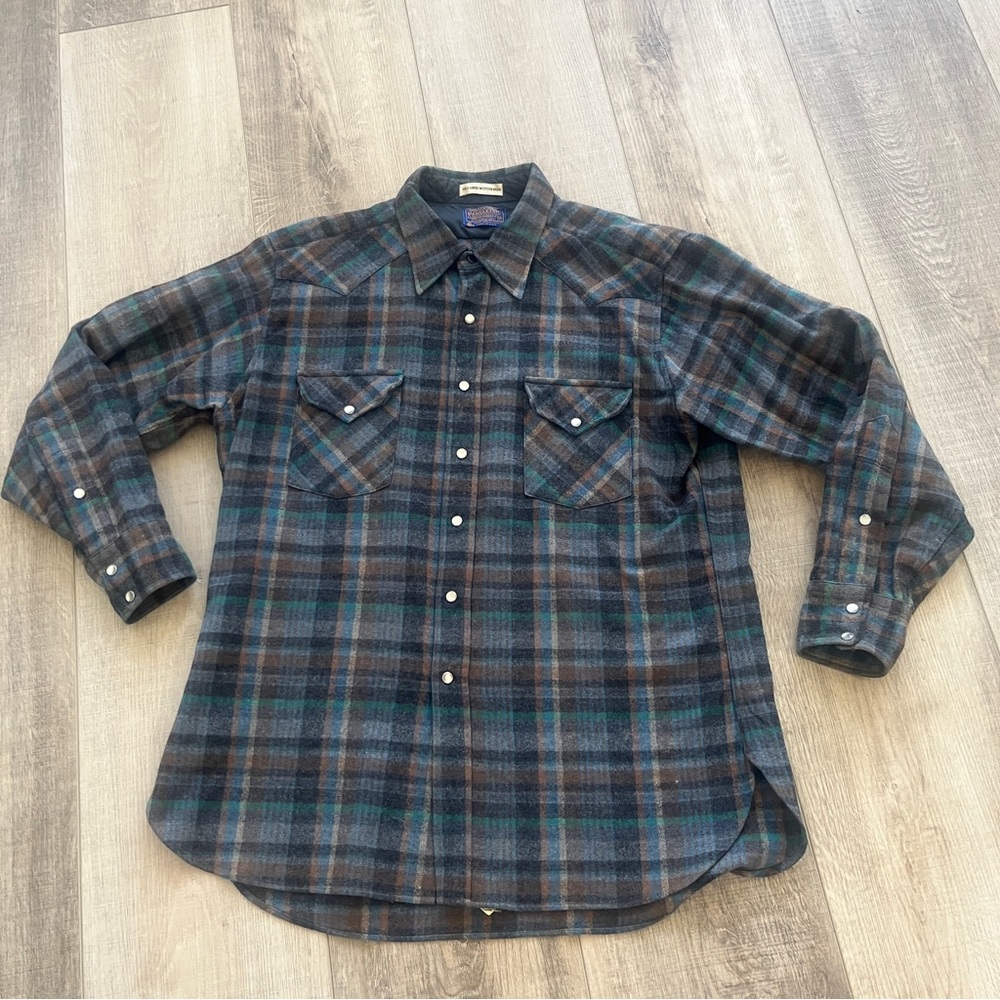 VTG PENDLETON Men XL High Grade Western Wear CANYON Shirt Virgin Wool Snap Front